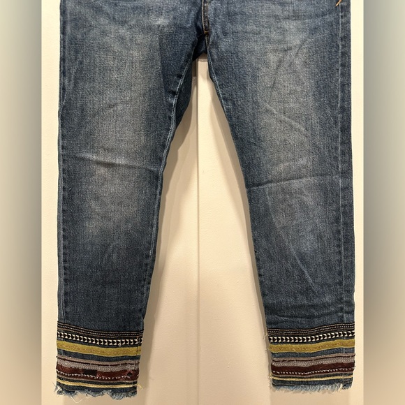 Pilcro High-Rise Embroidered Slim Straight Jeans, Denim Medium Blue - Picture 8 of 16